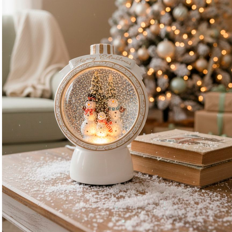 Adornos Navideños Caja De Música Globo Con Copos De Nieve