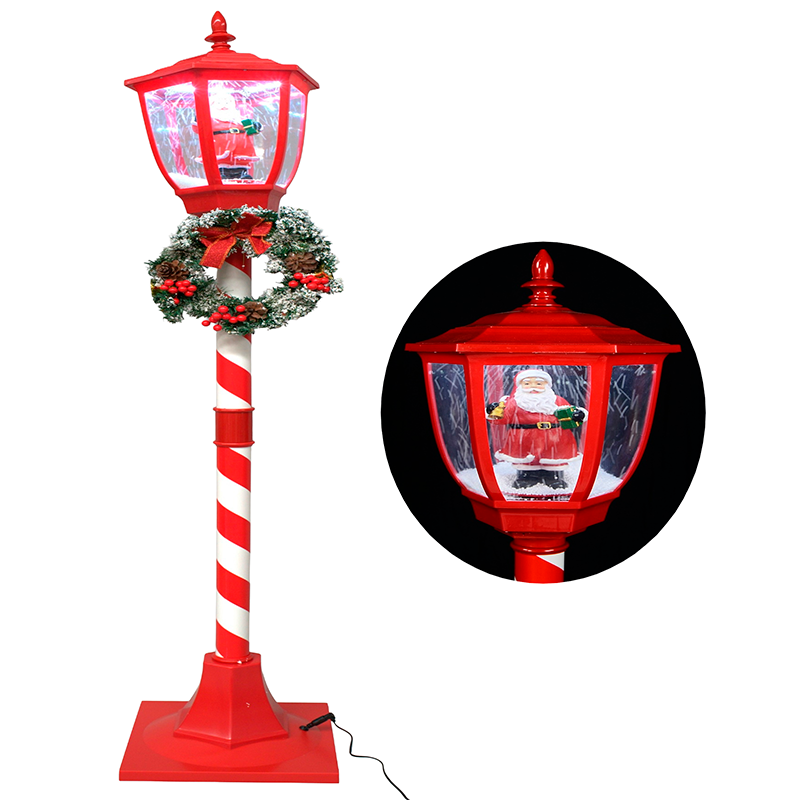 Farol De Navidad Santa Con Bastón De Caramelo Y Guirnalda