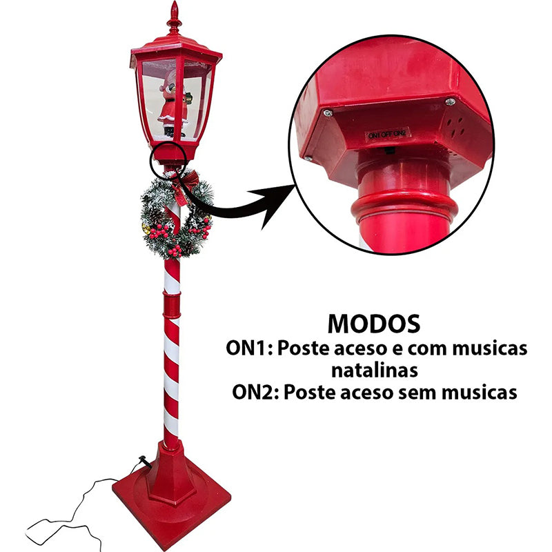 Farol De Navidad Santa Con Bastón De Caramelo Y Guirnalda