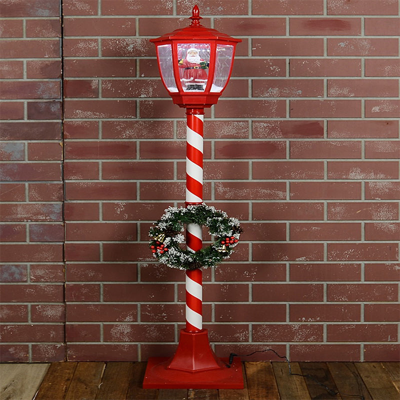 Farol De Navidad Santa Con Bastón De Caramelo Y Guirnalda