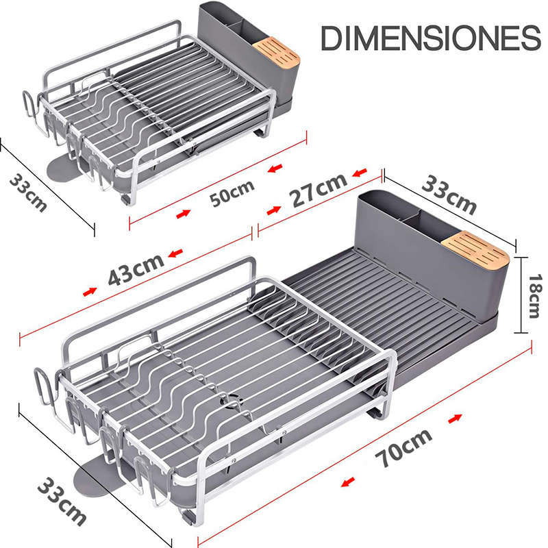 Escurridor De Platos Expandible Secaloza Servicio Inoxidable