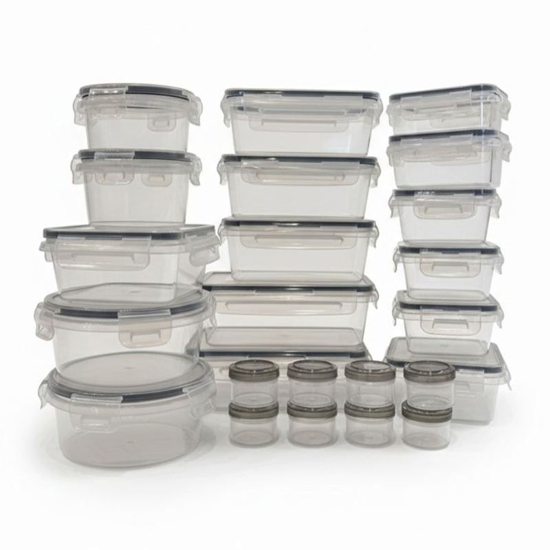 Juego De 24 Tarros Plasticos Apilables Con Tapa Y Cierre Hermeticos