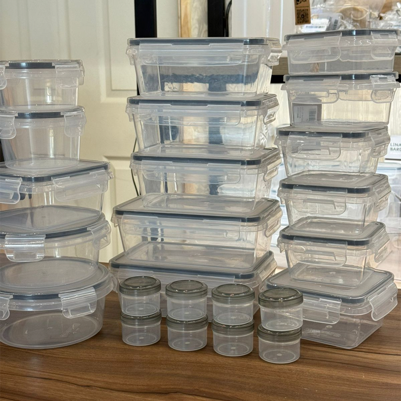 Juego De 24 Tarros Plasticos Apilables Con Tapa Y Cierre Hermeticos