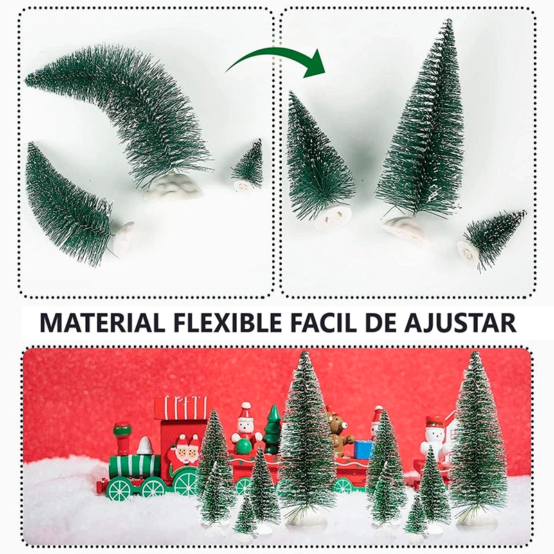 Set 9 Mini Arbol De Navida 9 Pinos Pequeños Decorativo - Verde