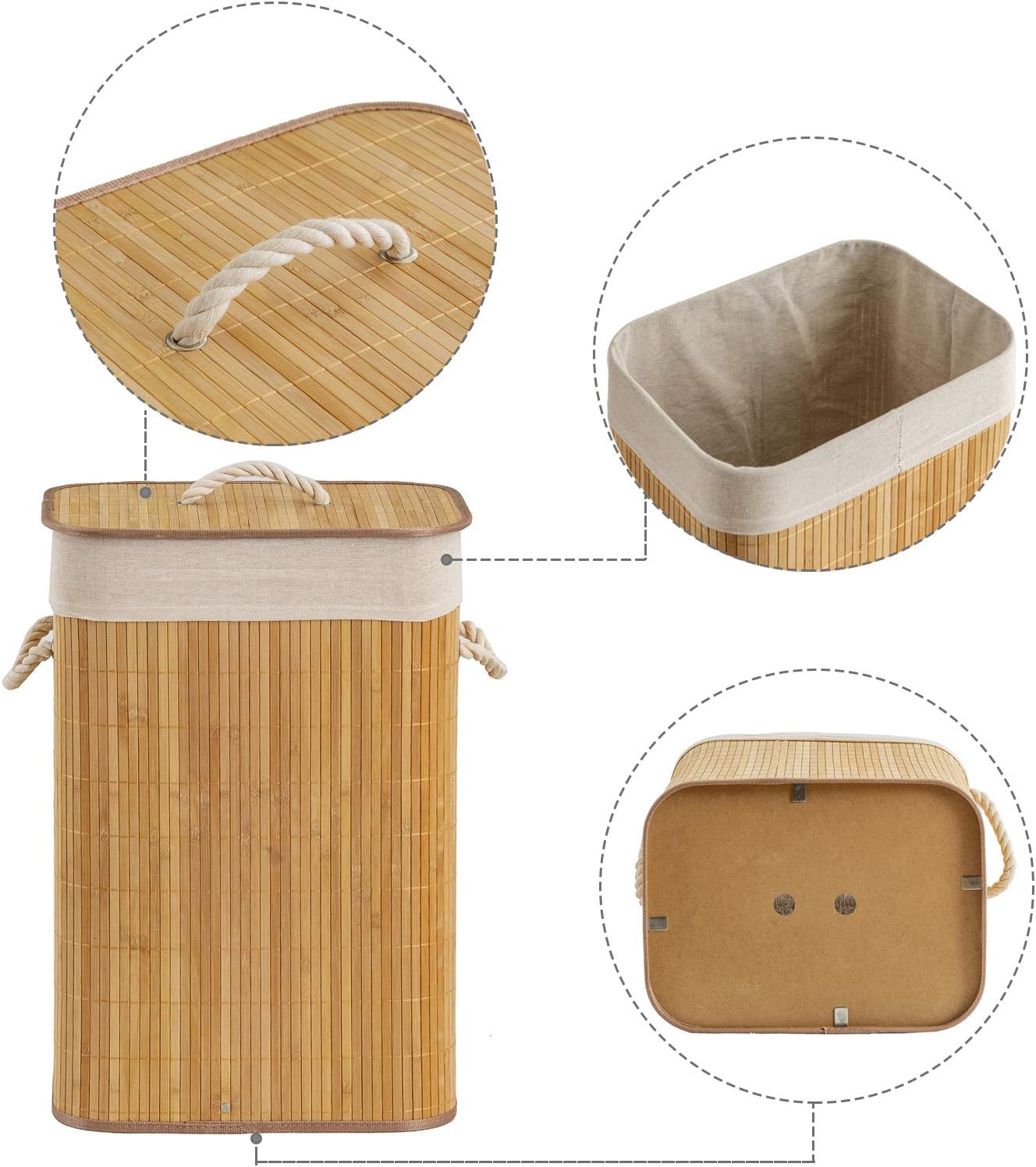 Canasto Cesto Ropa Sucia Pleglable Look Bambu Grande Tapa Im
