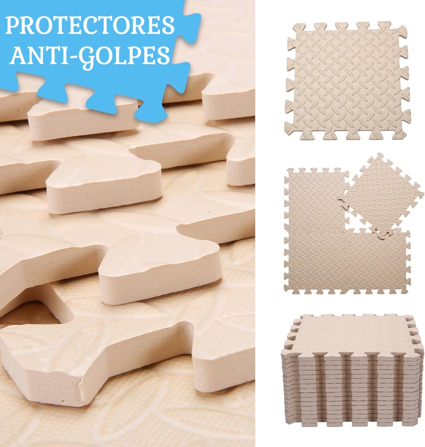 Pack De 4 Alfombras Piso Puzzle Goma Eva Antigolpes 60x60cm