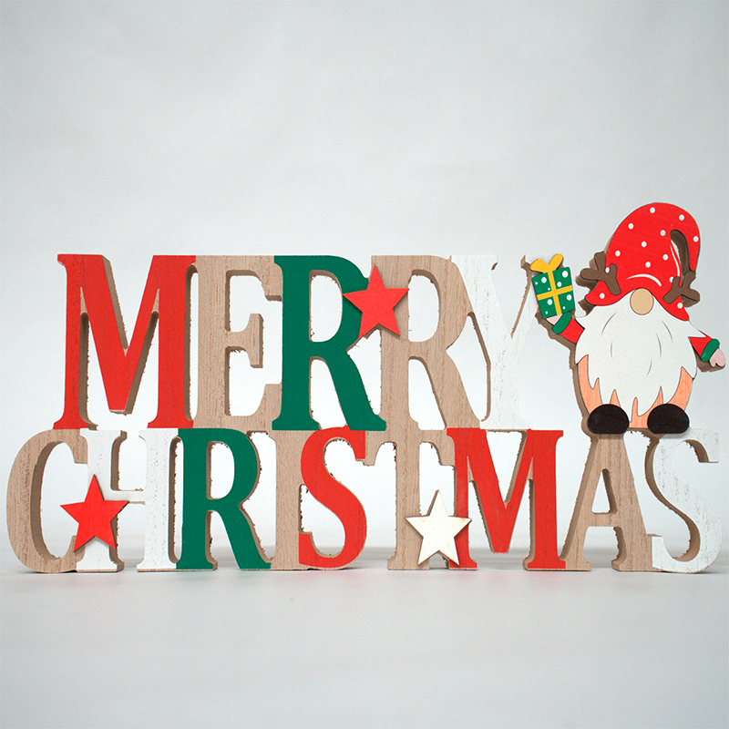 Letrero De Navidad Merry Christmas Adorno De Madera 39x15cm