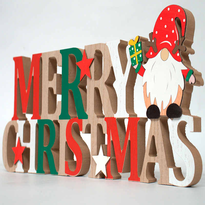 Letrero De Navidad Merry Christmas Adorno De Madera 39x15cm