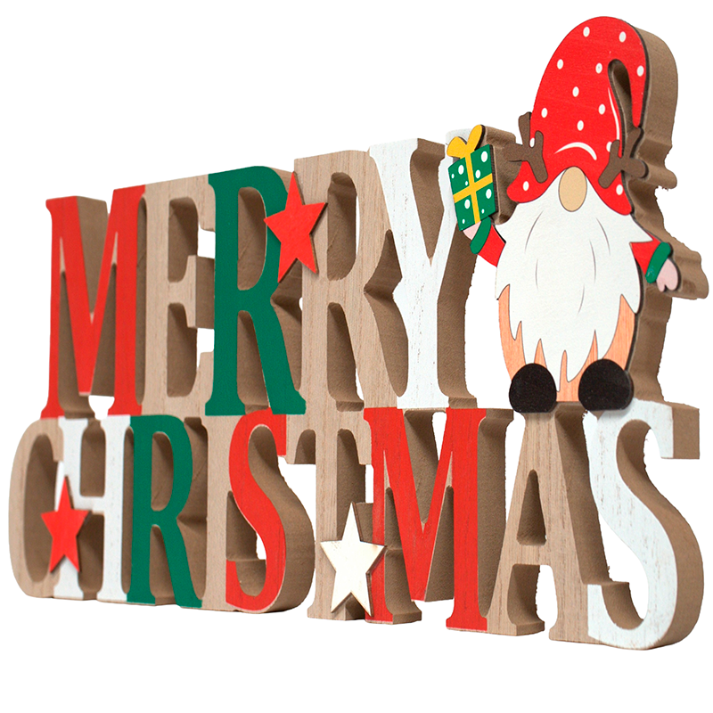 Letrero De Navidad Merry Christmas Adorno De Madera 39x15cm