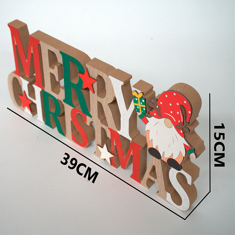 Letrero De Navidad Merry Christmas Adorno De Madera 39x15cm