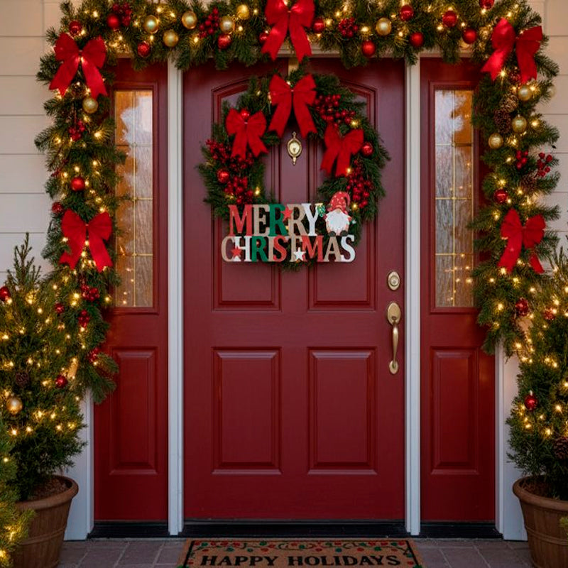 Letrero De Navidad Merry Christmas Adorno De Madera 39x15cm