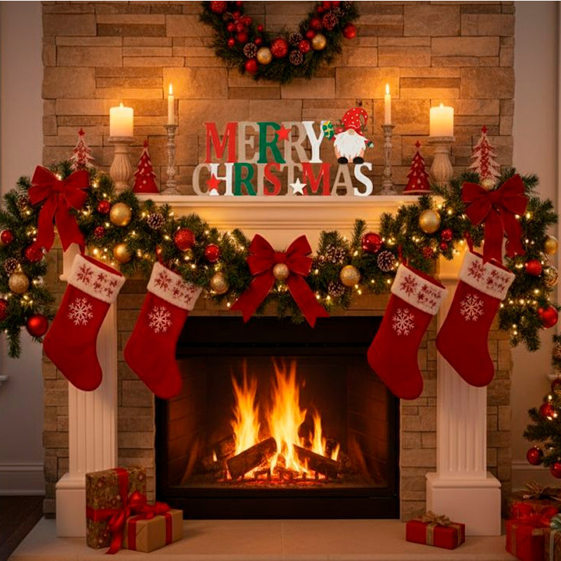 Letrero De Navidad Merry Christmas Adorno De Madera 39x15cm