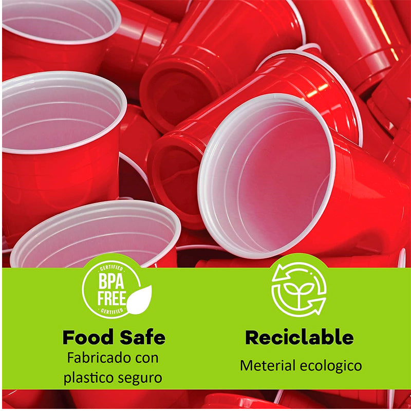 50 Vasos Plasticos Vaso Desechable Grande Rojos Fiesta 473ml