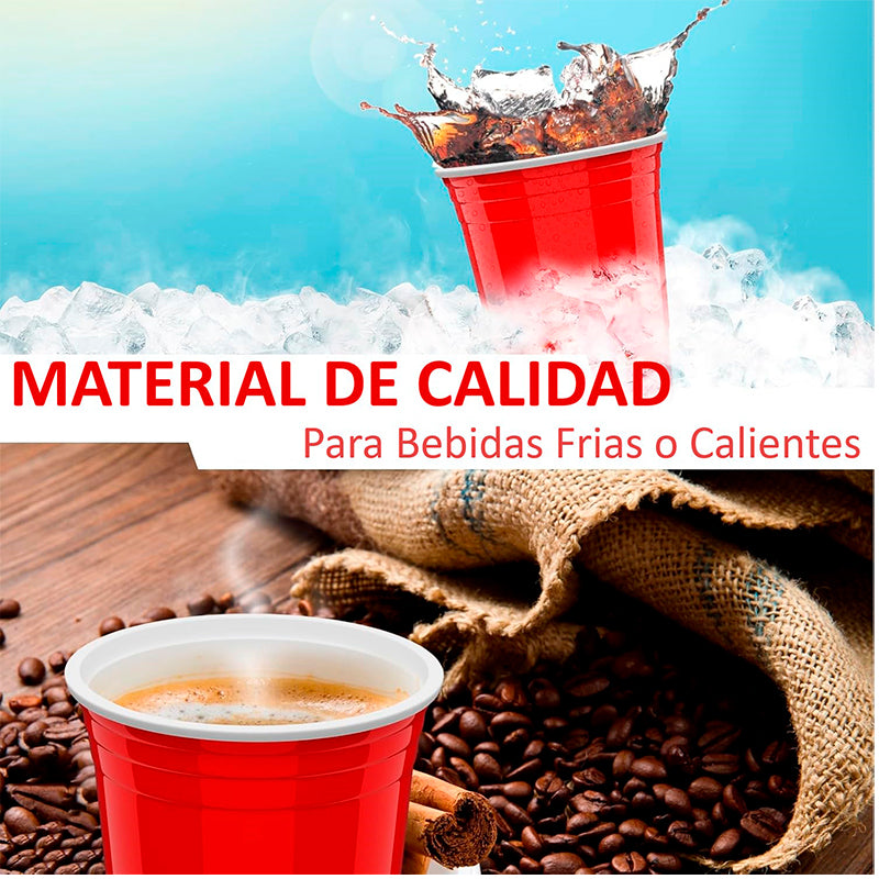 50 Vasos Plasticos Vaso Desechable Grande Rojos Fiesta 473ml