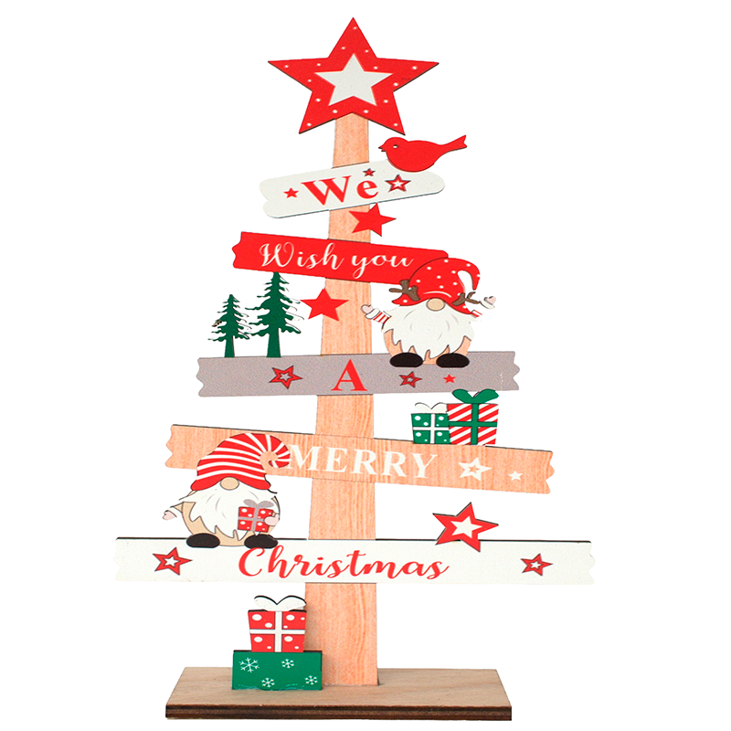 Adorno De Navidad Arbolito De Madera Con Nomo 30*10cm - Madera