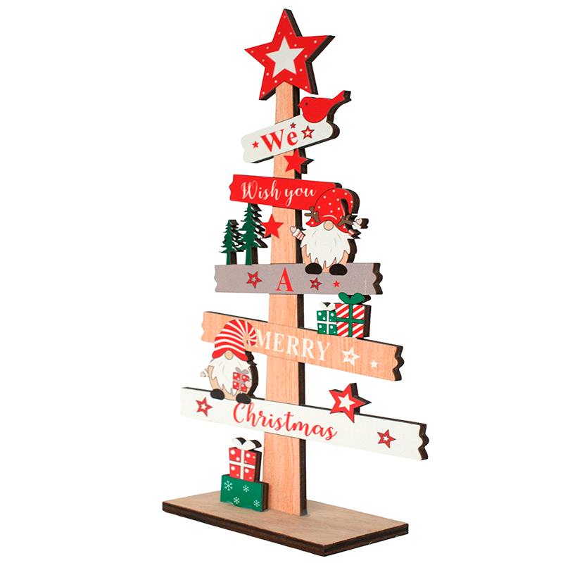 Adorno De Navidad Arbolito De Madera Con Nomo 30*10cm - Madera