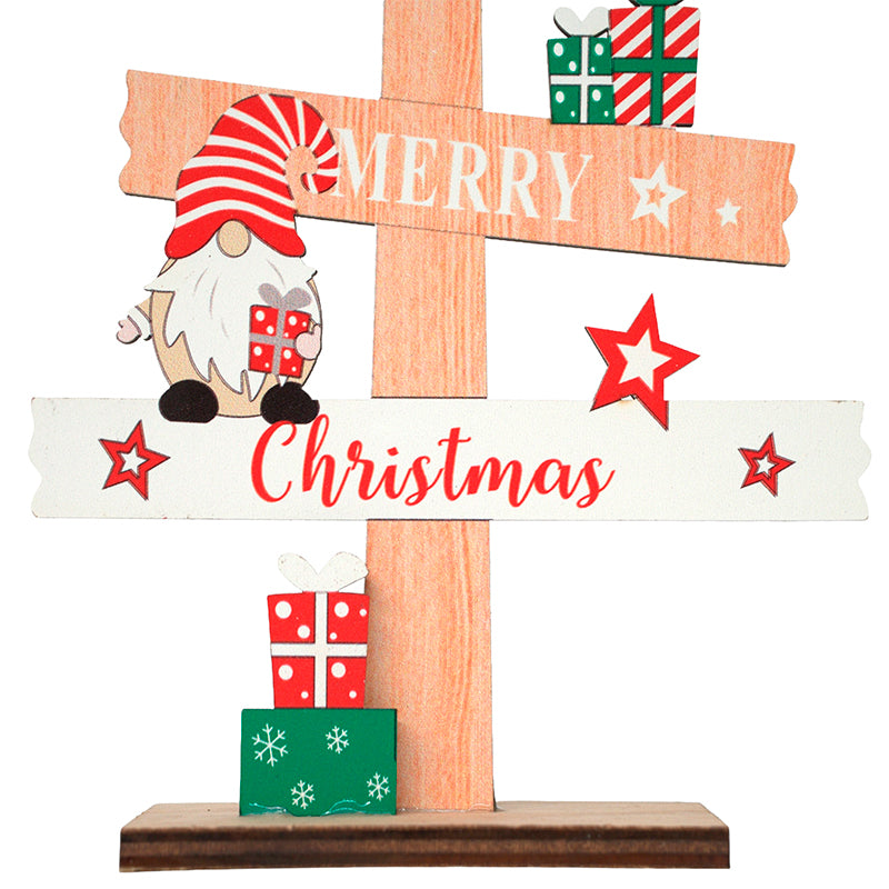 Adorno De Navidad Arbolito De Madera Con Nomo 30*10cm - Madera