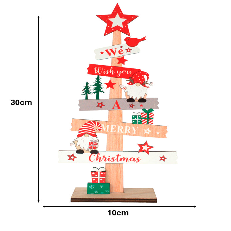 Adorno De Navidad Arbolito De Madera Con Nomo 30*10cm - Madera