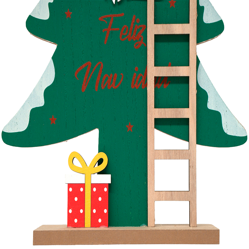 Adorno De Navidad Arbolito De Madera Con Nomo 30*16cm