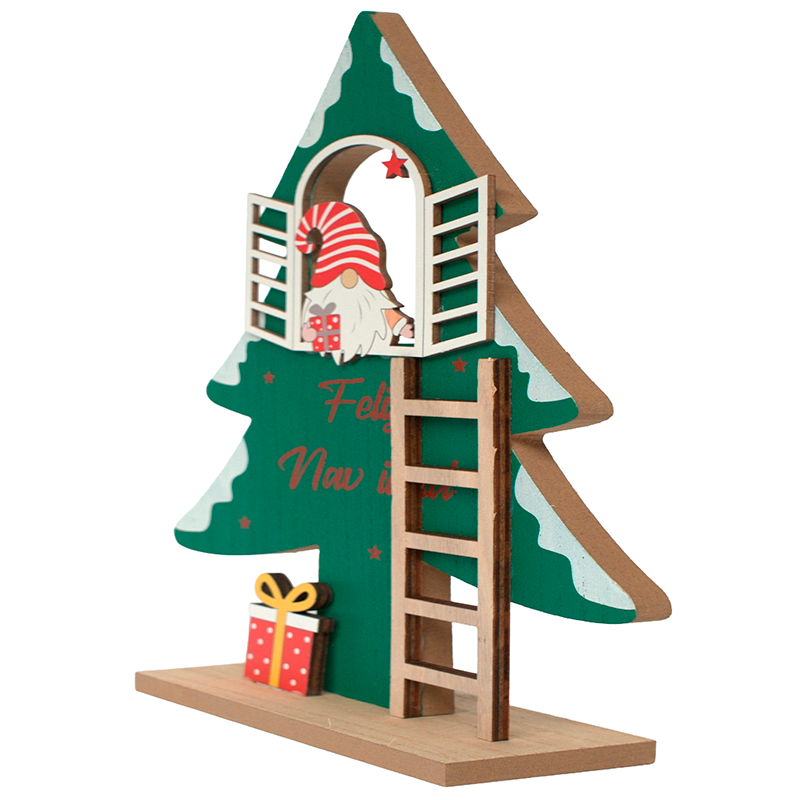 Adorno De Navidad Arbolito De Madera Con Nomo 30*16cm