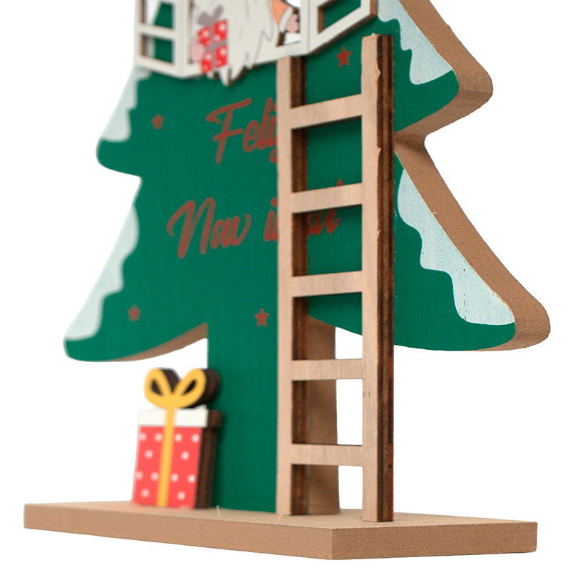 Adorno De Navidad Arbolito De Madera Con Nomo 30*16cm