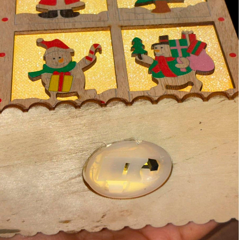 Casita Navideña Iluminada de Madera Adorno Navidad