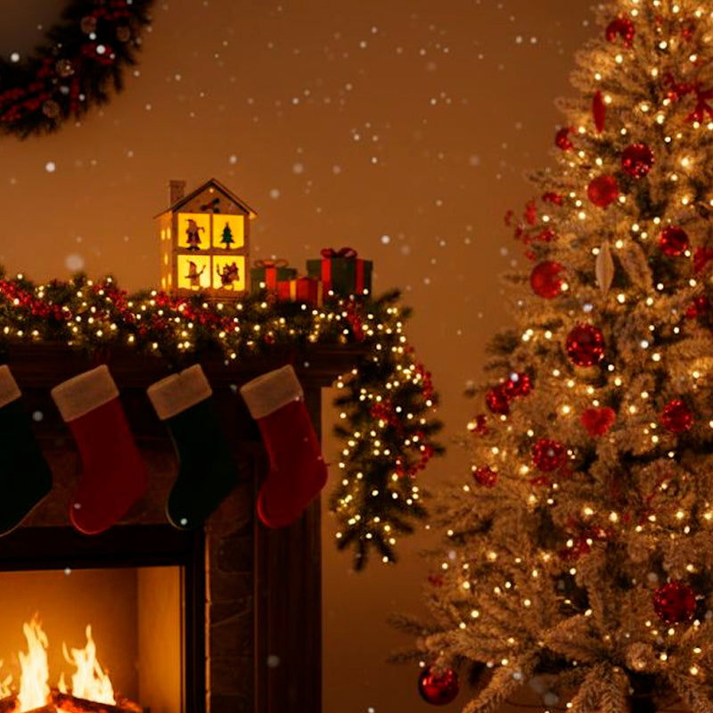 Casita Navideña Iluminada de Madera Adorno Navidad