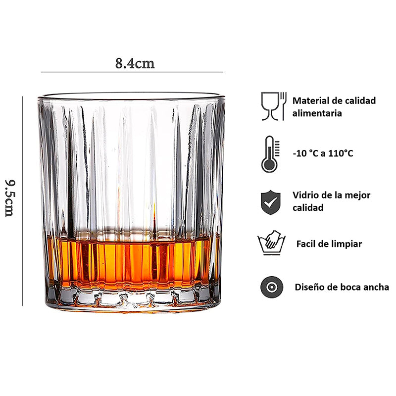 Set 6 Vasos Whisky Timeless Vaso Whiskero Old Fashion 320ml Transparente