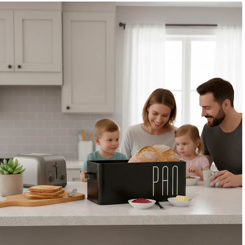 Paneras Caja de Pan Caja Acero Inoxidable con Tapa Tabla De Cortar De Bambú