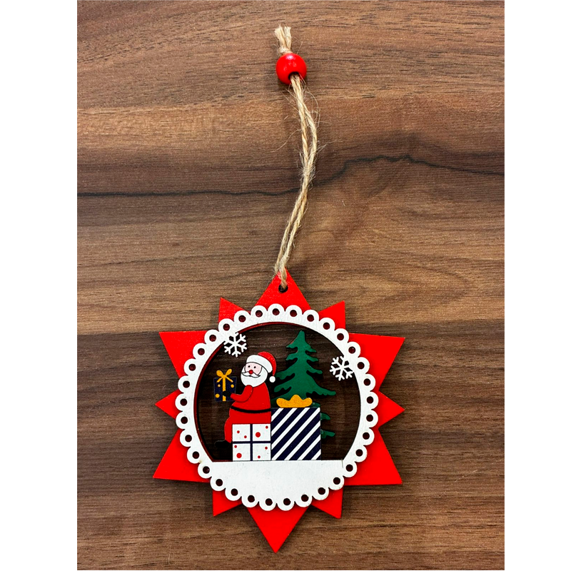 Adorno De Navidad Madera Decoracion De Pascua Para Arbolito 10cm