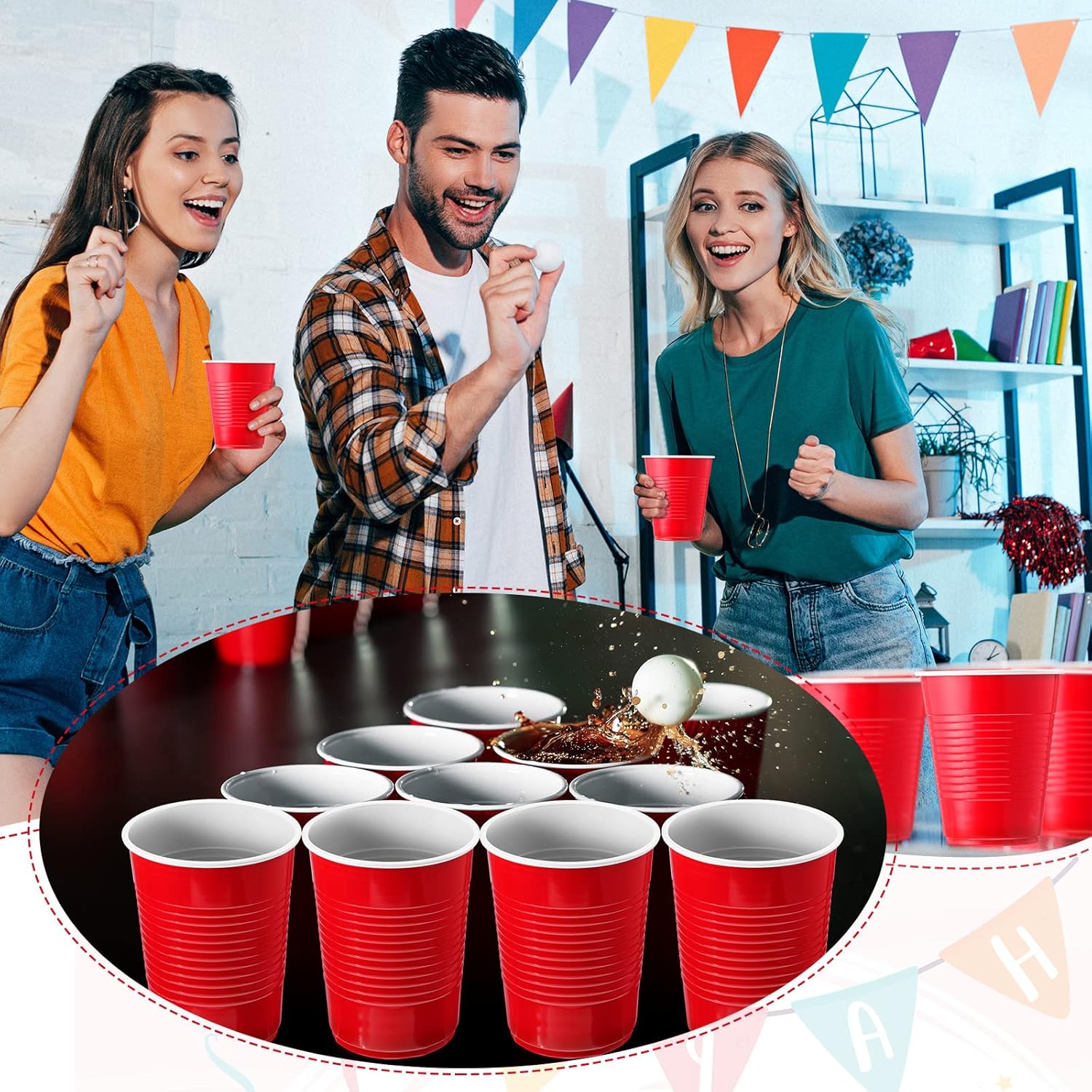 50 Vasos Plasticos Vaso Desechable Grande Rojos Fiesta 473ml