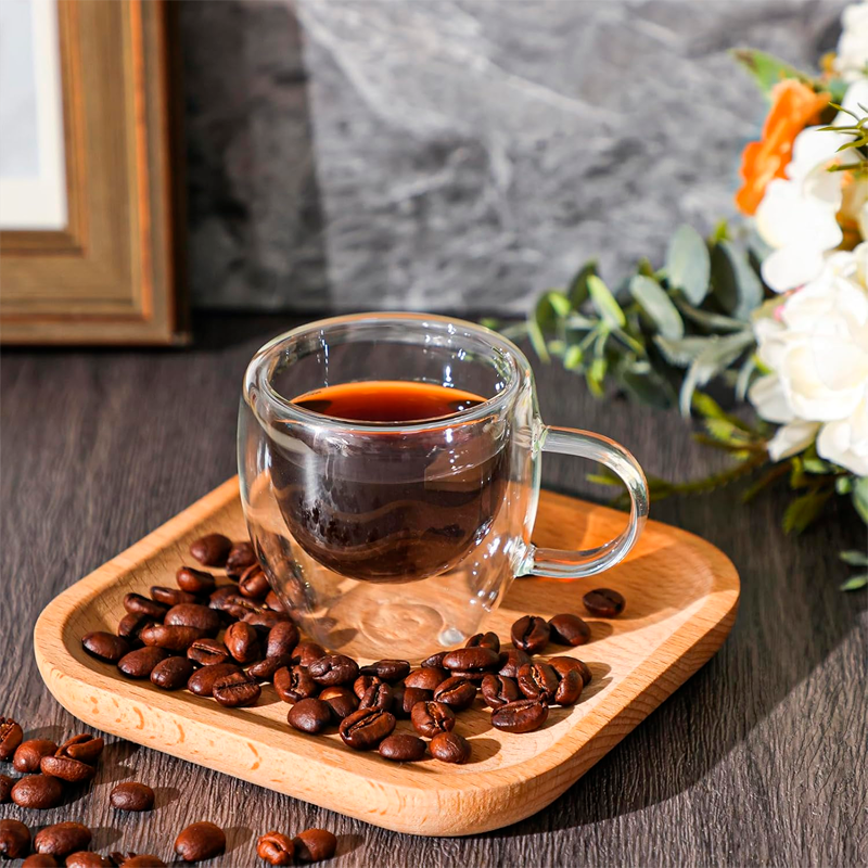 6 Taza Mug Espresso De Vidrio Doble Pared Para Café Té 80 ML