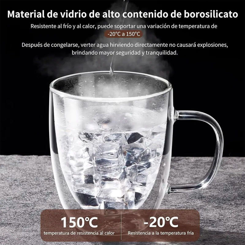 6 Taza Mug Espresso De Vidrio Doble Pared Para Café Té 80 ML