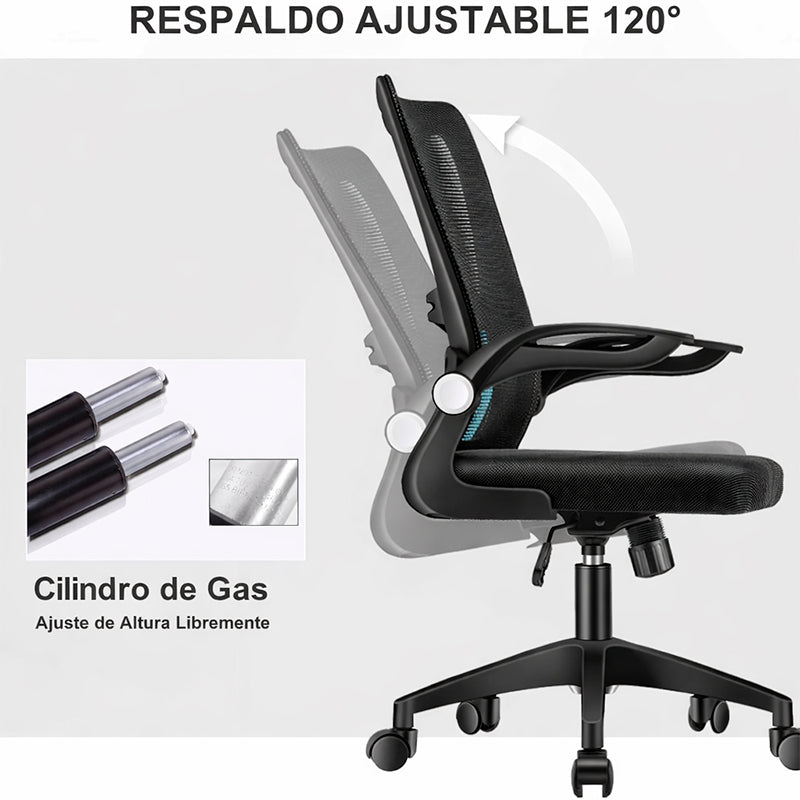 Silla Ergonomica Oficina Soporte Lumbar Ajustable Giratorio Negro
