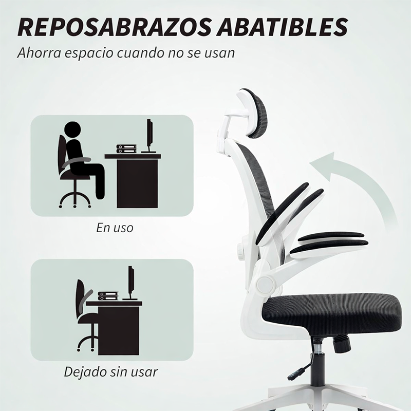 Silla De Oficina Ergonómica Con Reposacabezas Soporte Lumba