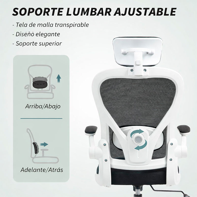 Silla De Oficina Ergonómica Con Reposacabezas Soporte Lumba