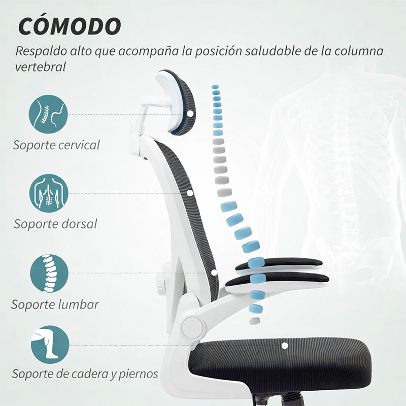 Silla De Oficina Ergonómica Con Reposacabezas Soporte Lumba