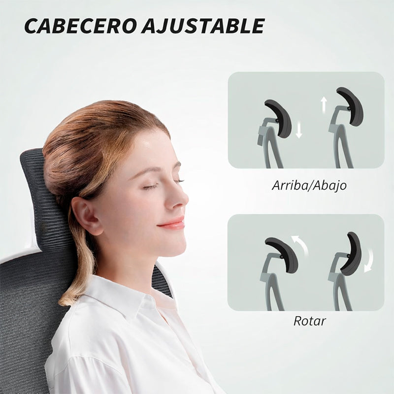 Silla De Oficina Ergonómica Con Reposacabezas Soporte Lumba