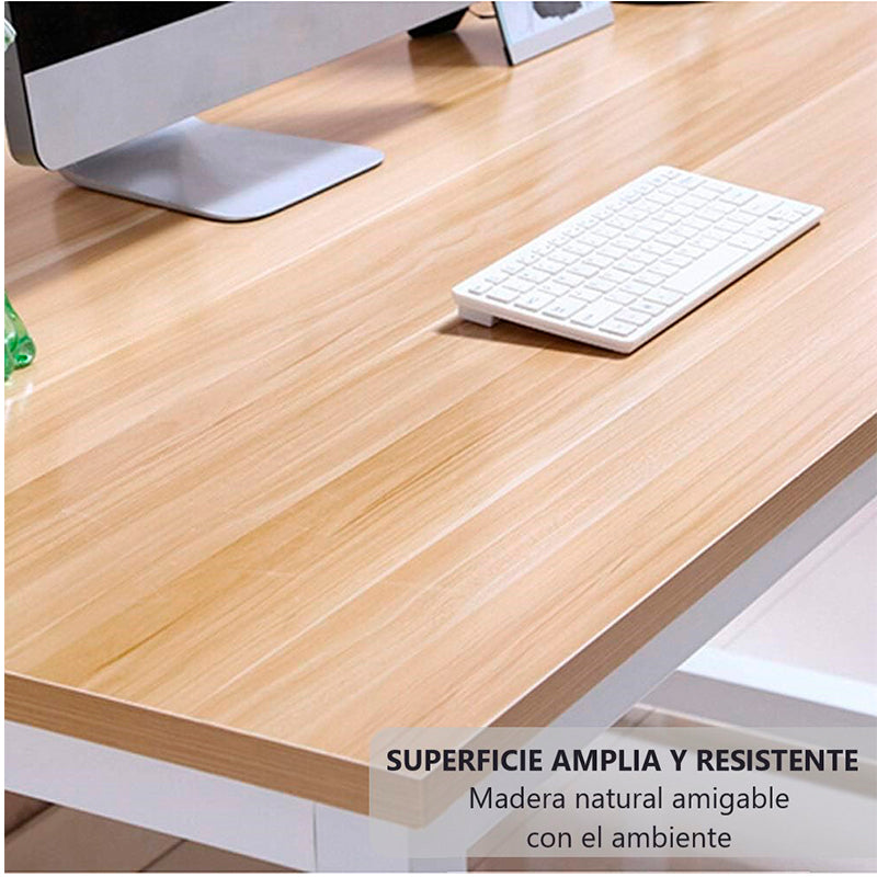 Escritorio De Oficina Grande Mesa De Estudio Moderna Gamer Bambú