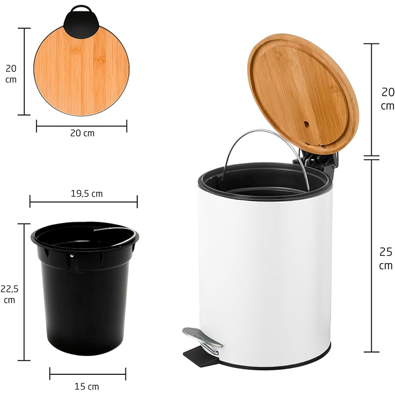 Cubo De Basura De Acero Inoxidable 5 Litros Basurero Pedal Baño Cocina