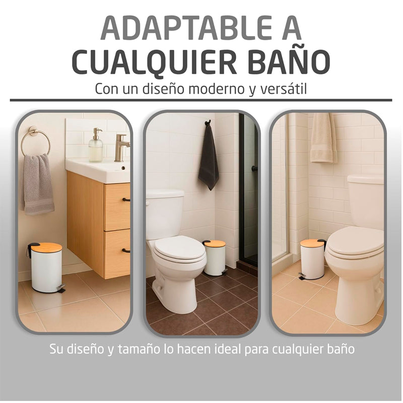 Cubo De Basura De Acero Inoxidable 5 Litros Basurero Pedal Baño Cocina