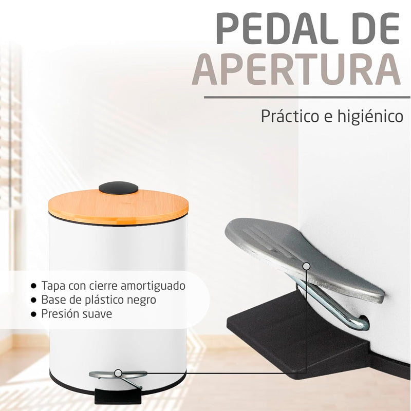 Cubo De Basura De Acero Inoxidable 5 Litros Basurero Pedal Baño Cocina
