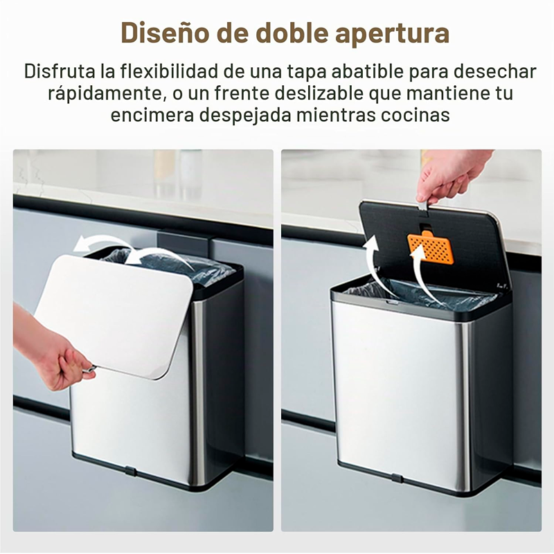 Cubo De Basura Colgante Tapa Para Armario Cocina Dormitorio Plateado