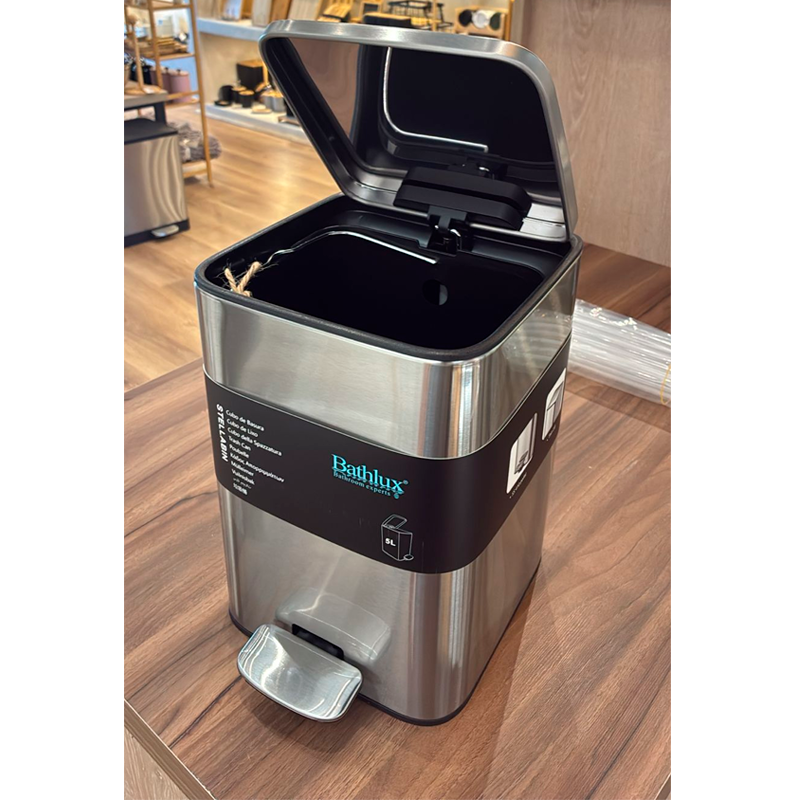Cubo De Basura De Acero Inoxidable 5 Litros Basurero Hogar Plateado