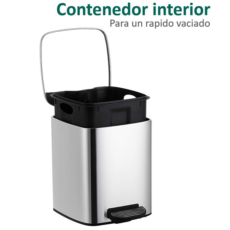 Cubo De Basura De Acero Inoxidable 5 Litros Basurero Hogar Plateado