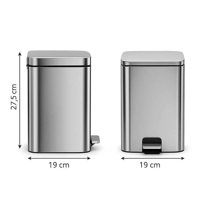 Cubo De Basura De Acero Inoxidable 5 Litros Basurero Hogar Plateado