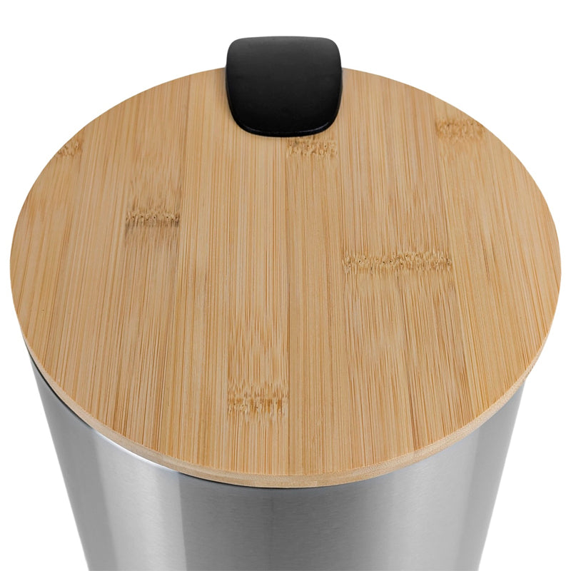 Papelera Bathlux Cilíndrica 5L Cubo de Basura Acero Inoxidable Y Bambú