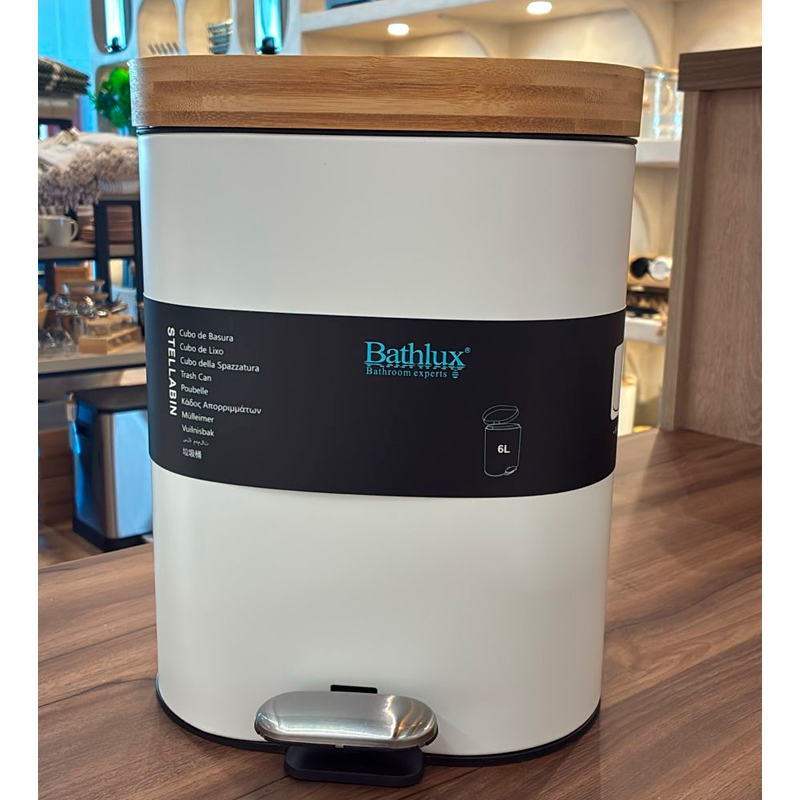 Cubo De Basura De Acero Inoxidable 6litros Basurero Hogar Blanco