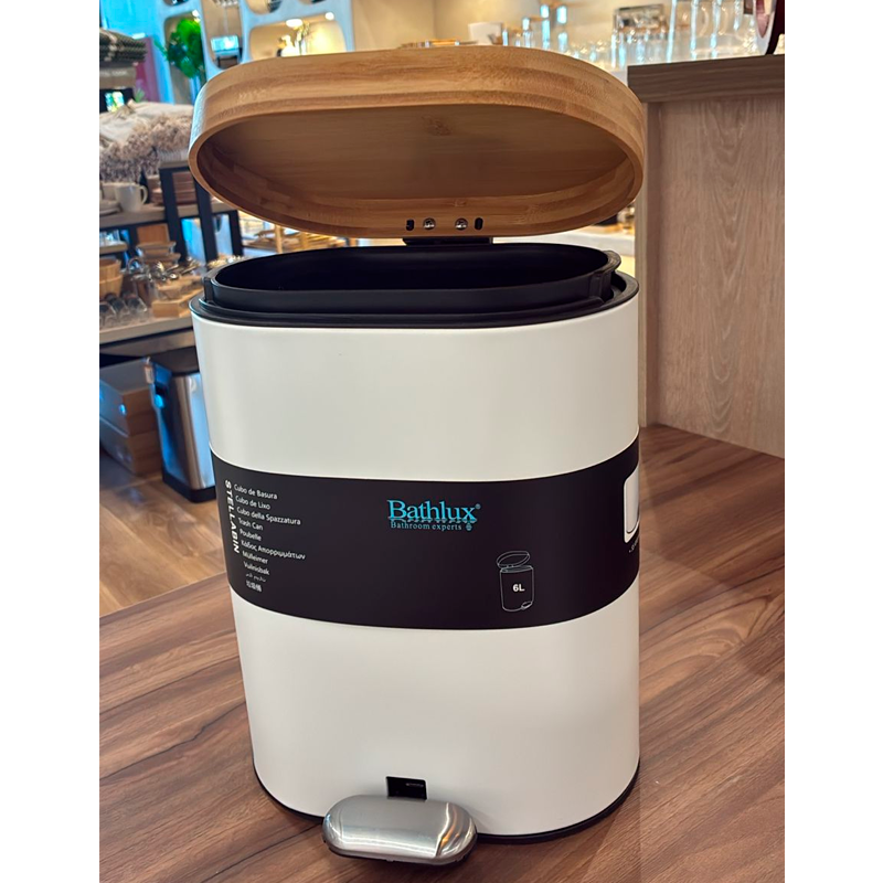 Cubo De Basura De Acero Inoxidable 6litros Basurero Hogar Blanco