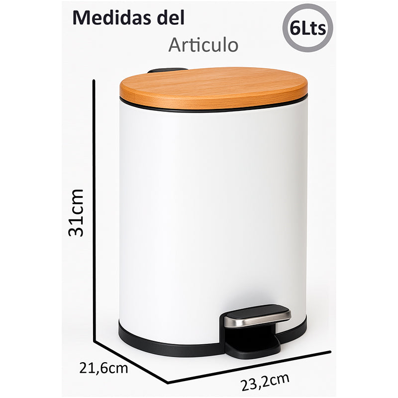Cubo De Basura De Acero Inoxidable 6litros Basurero Hogar Blanco